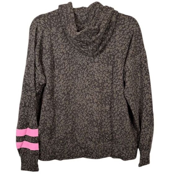 NEW! Sundry Teddy Striped Floral Hoodie Brown w/Pink Arm Stripes Size Small (1) - Picture 5 of 13